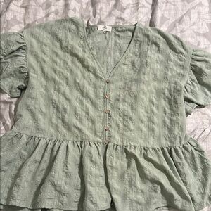 Women's Sage Green Blouse with ruffles